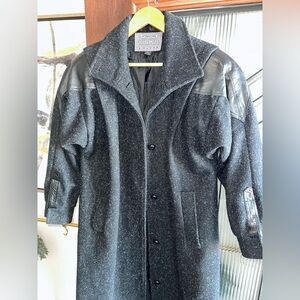 Vintage 1980s International Outerwear Wool & Leather Coat | Oversized Fit